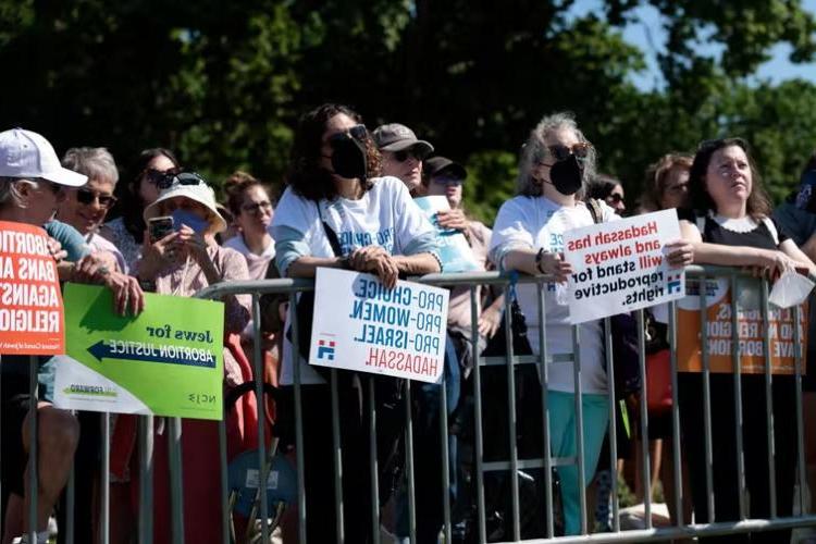 Protesters listen during the 2022 Jewish Rally for Abortion Justice in Washington, D.C. 