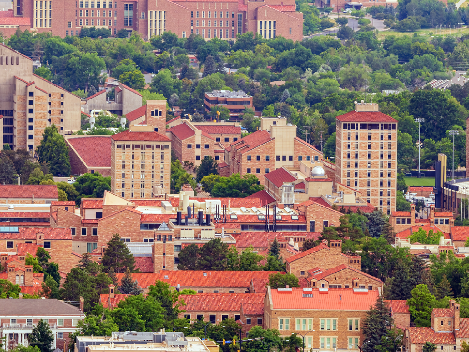 Aerial view of CU Boulder campus